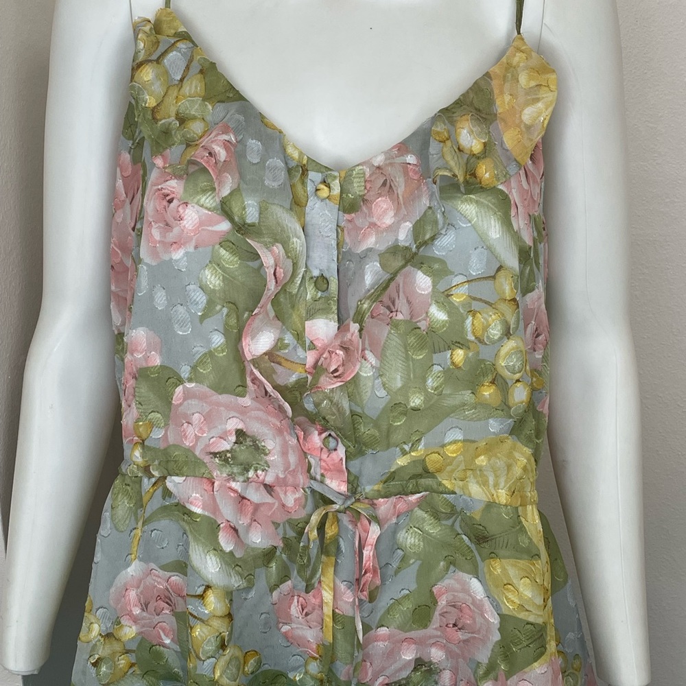 Floral Ruffled Adjustable Strap Top